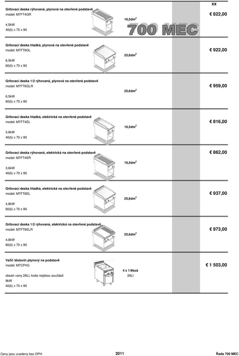 deska rýhovaná, elektrická na otevřené podstavě 862,00 model: M7FT4ER 3,6kW Grilovací deska hladká, elektrická na otevřené podstavě ## model: M7FT6EL 937,00 4,8kW Grilovací deska 1/2