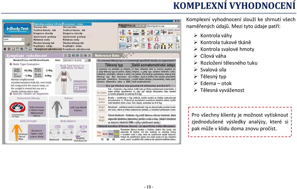 Rozložení tělesného tuku Svalová síla Tělesný typ Edema otok Tělesná vyváženost Pro všechny