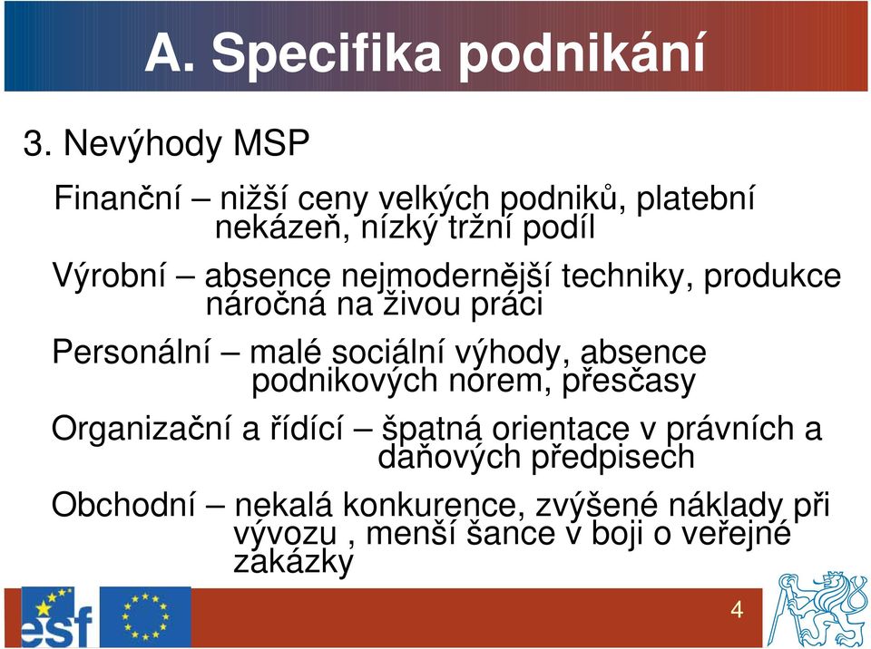 nejmodernější techniky, produkce náročná na živou práci Personální malé sociální výhody, absence