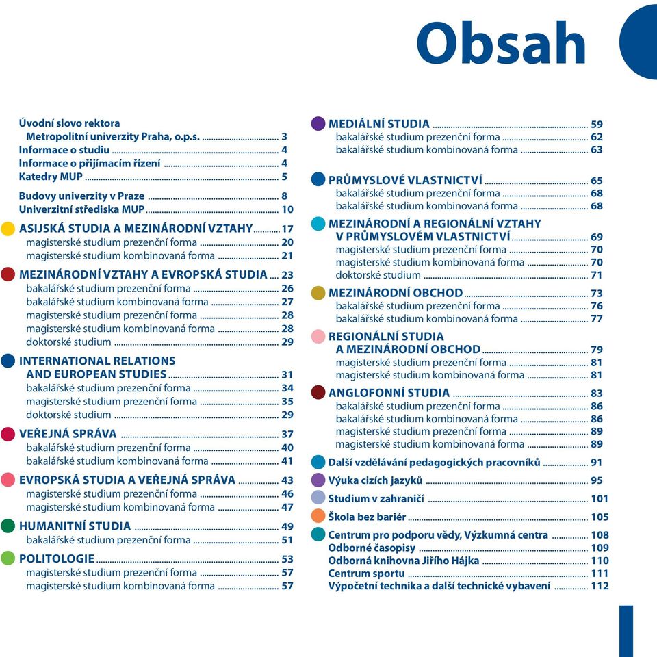 .. 23 bakalářské studium rezenční forma... 26 bakalářské studium kombinovaná forma... 27 magisterské studium rezenční forma... 28 magisterské studium kombinovaná forma... 28 doktorské studium.