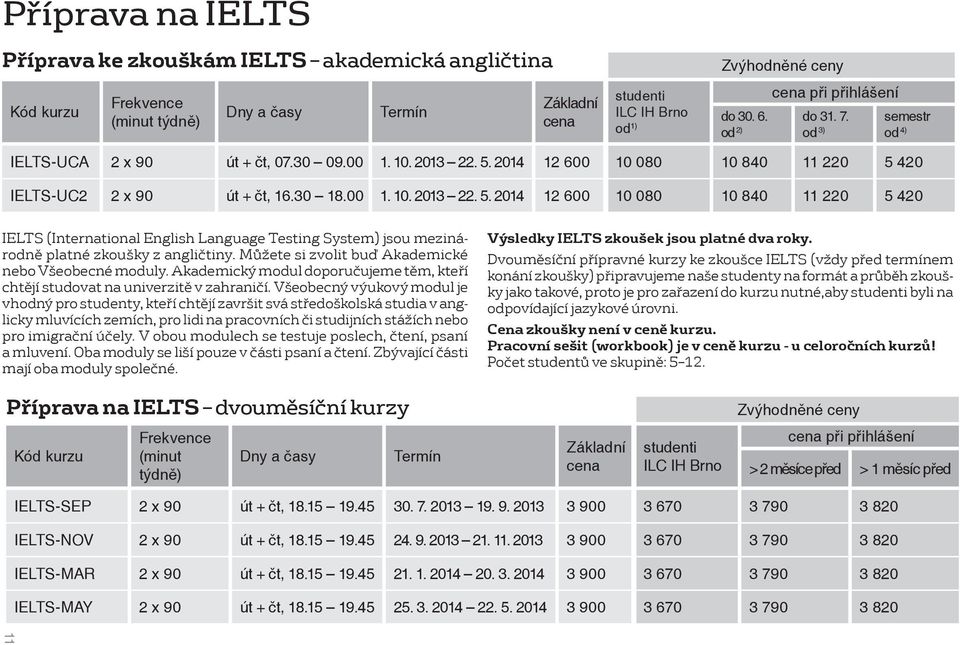 Můžete si zvolit buď Akademické nebo Všeobecné moduly. Akademický modul doporučujeme těm, kteří chtějí studovat na univerzitě v zahraničí.