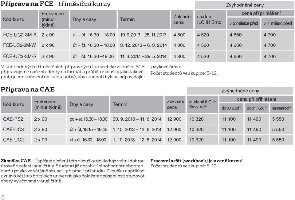 0 4 660 4 700 FCE-UC2-3M-W 2 x 90 út + čt, 16.30 18.00 3. 12. 2013 6. 3. 2014 4 800 4 52