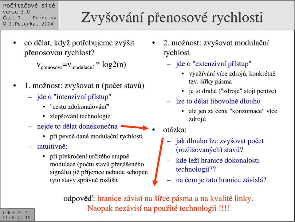 ekroení urit itého stupn modulace (potu stav penášeného signálu) již píjemce nebude schopen tyto stavy správn vn rozlišit it 2.