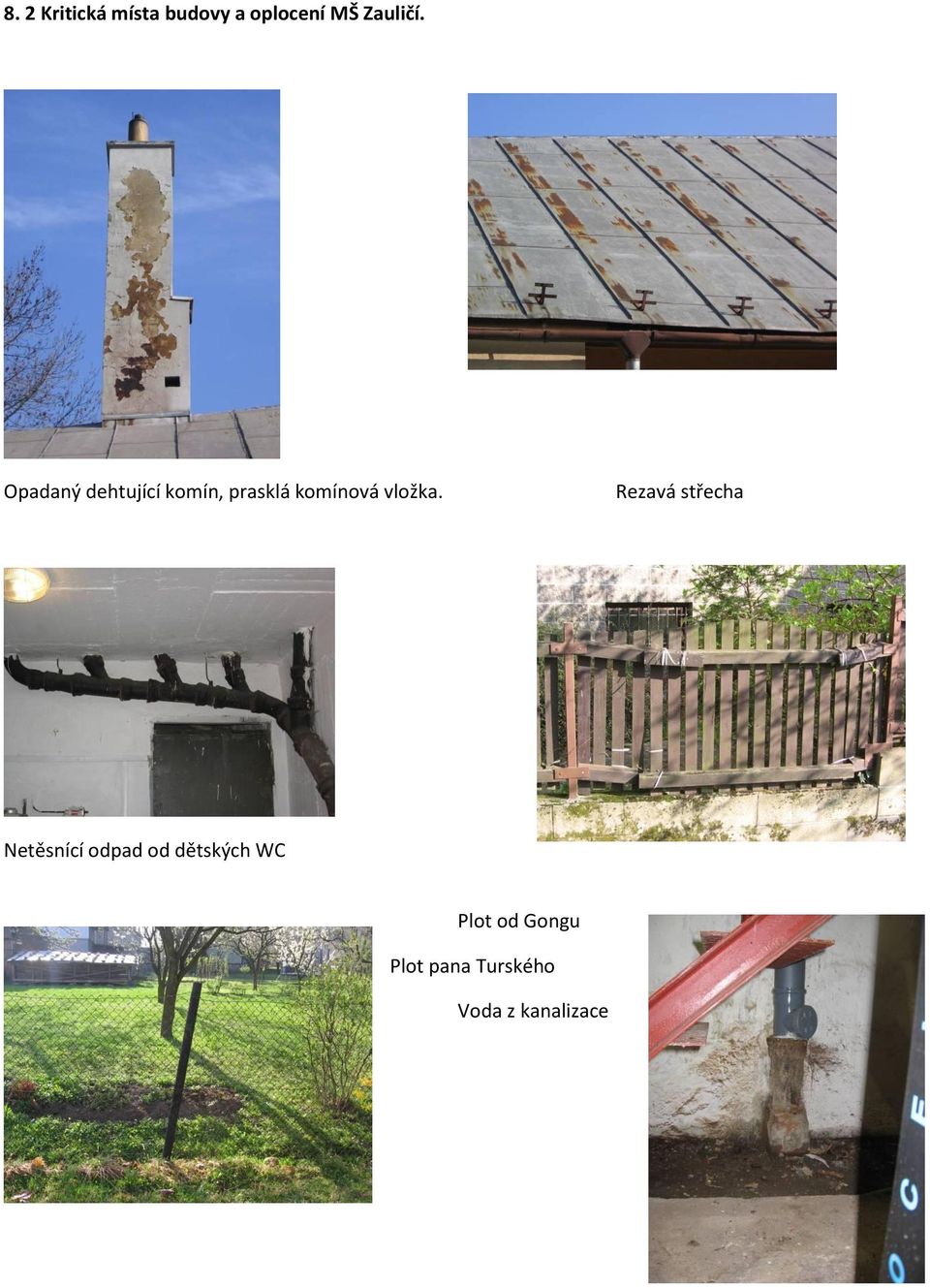 Rezavá střecha Netěsnící odpad od dětských WC