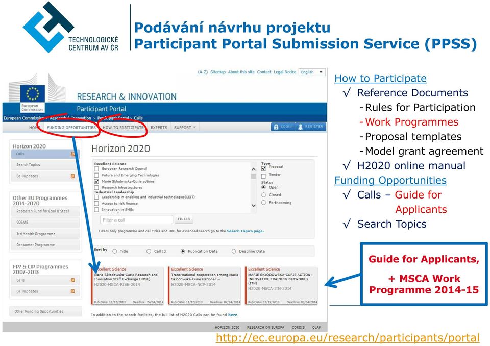 grant agreement H2020 online manual Funding Opportunities Calls Guide for Applicants Search