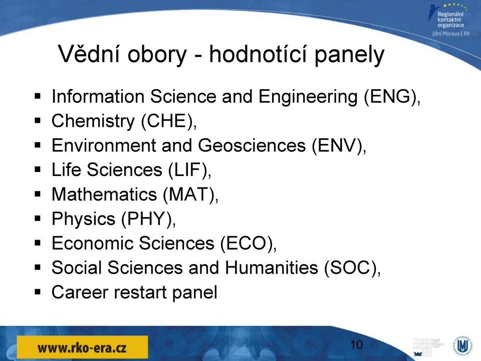 Sciences (LIF), Mathematics (MAT), Physics (PHY), Economic