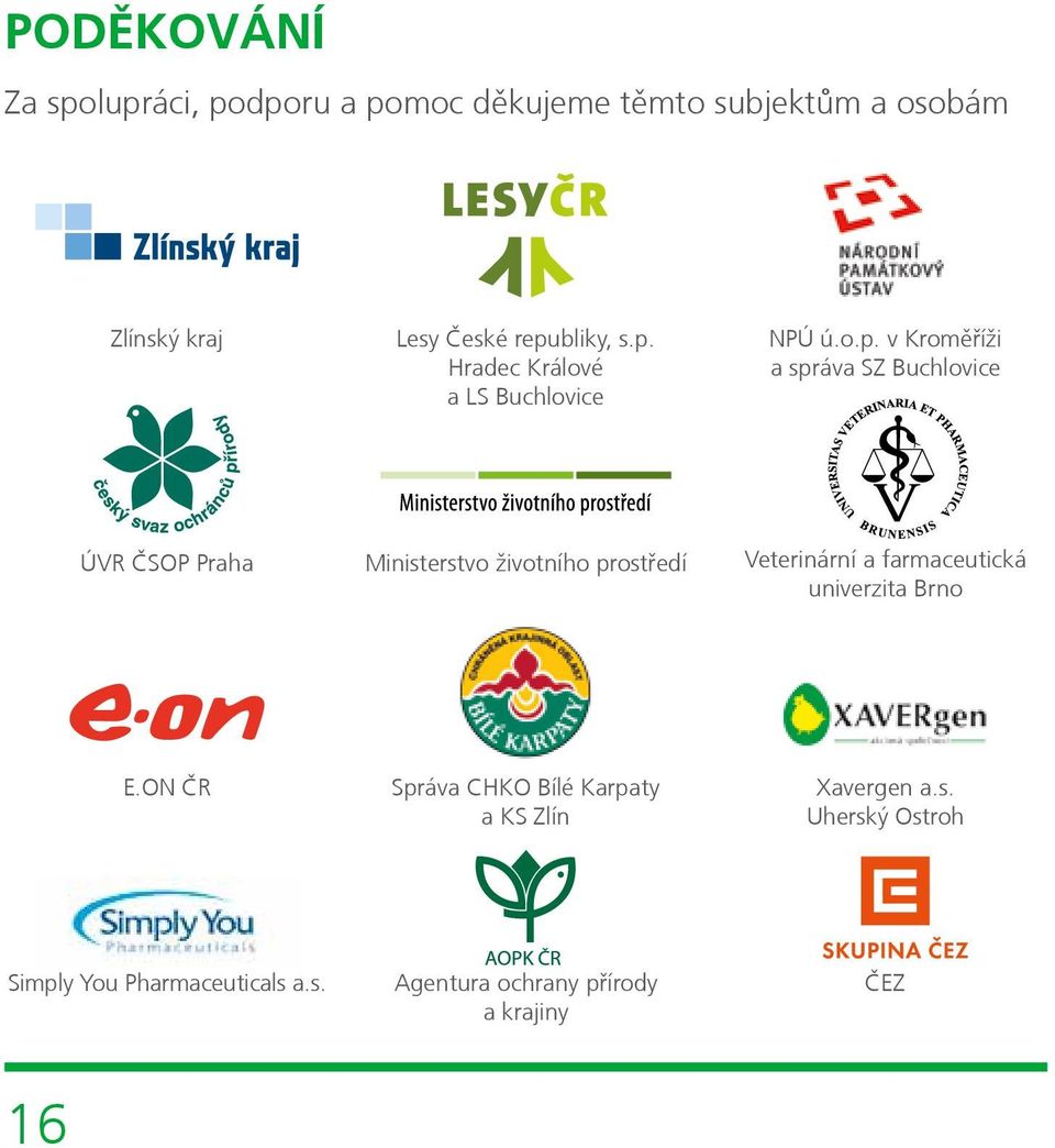 Ministerstvo životního prostředí Veterinární a farmaceutická univerzita Brno E.