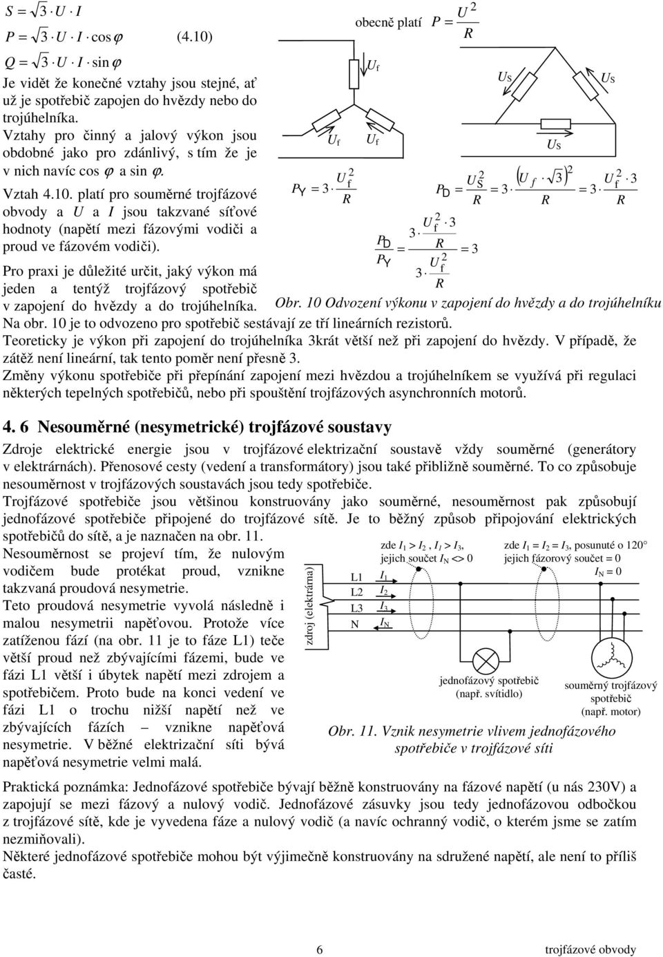 plaí pro souměrné rojázové obvody a a I jsou akzvané síťové hodnoy (napěí mezi ázovými vodiči a proud ve ázovém vodiči).