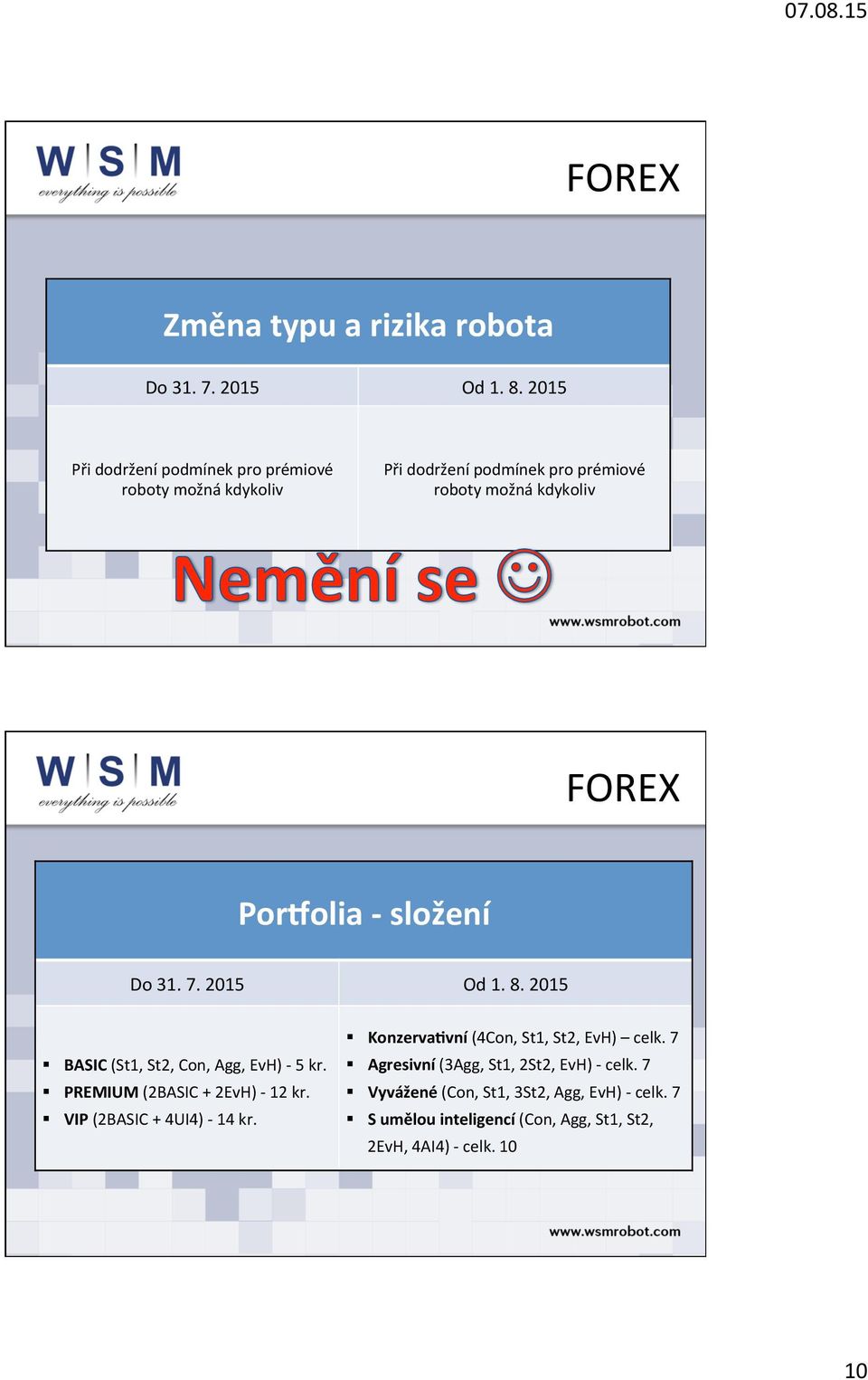 PREMIUM (2BASIC + 2EvH) - 12 kr. VIP (2BASIC + 4UI4) - 14 kr. Konzervaovní (4Con, St1, St2, EvH) celk.