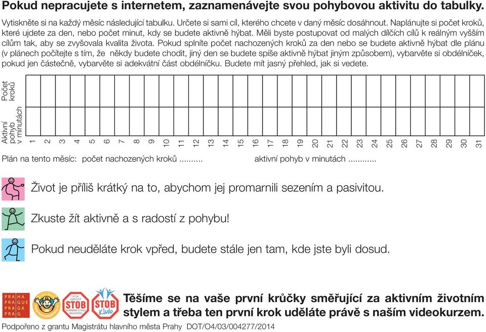 Pokud splníte počet nachozených kroků za den nebo se budete aktivně hýbat dle plánu (v plánech počítejte s tím, že někdy budete chodit, jiný den se budete spíše aktivně hýbat jiným způsobem),