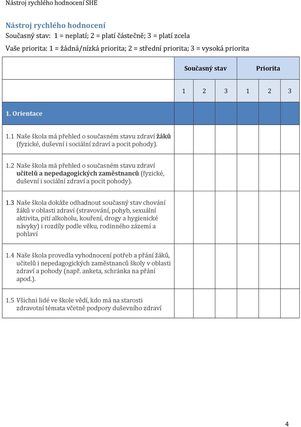 2 Naše škola má přehled o současném stavu zdraví učitelů a nepedagogických zaměstnanců (fyzické, duševní i sociální zdraví a pocit pohody). 1.