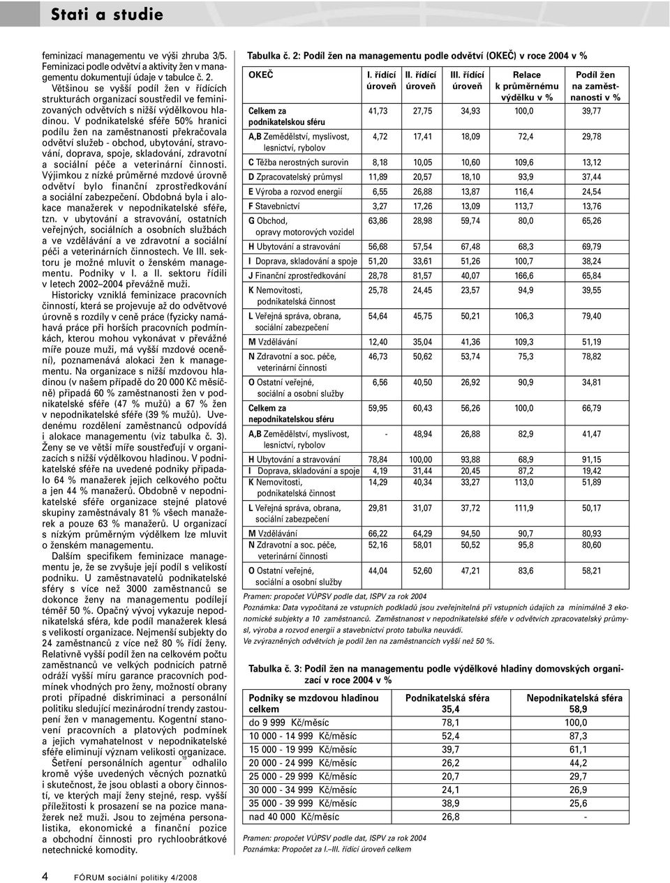 V podnikatelské sféře 50% hranici podílu žen na zaměstnanosti překračovala odvětví služeb - obchod, ubytování, stravování, doprava, spoje, skladování, zdravotní a sociální péče a veterinární činnosti.