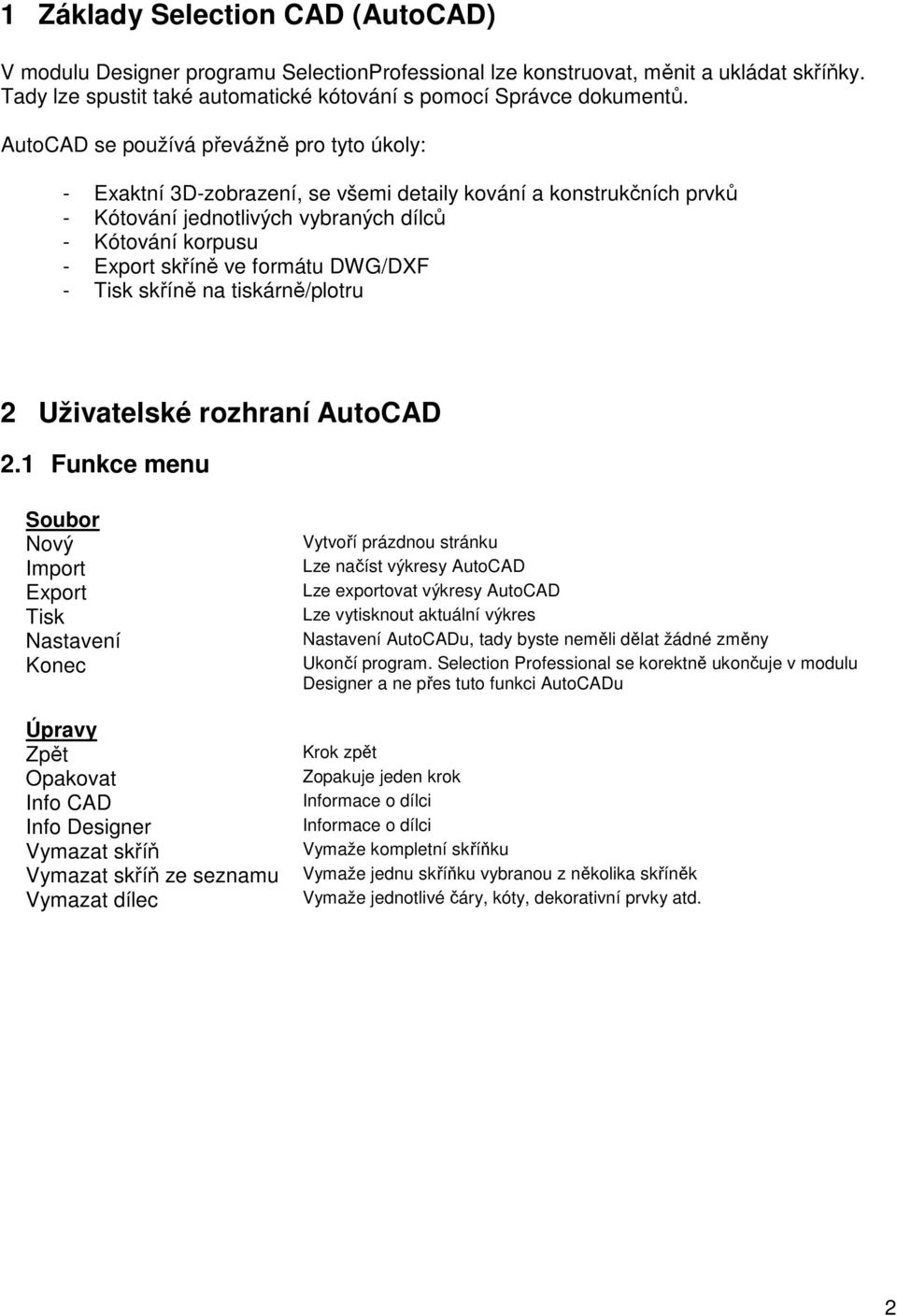 DWG/DXF - Tisk skříně na tiskárně/plotru 2 Uživatelské rozhraní AutoCAD 2.