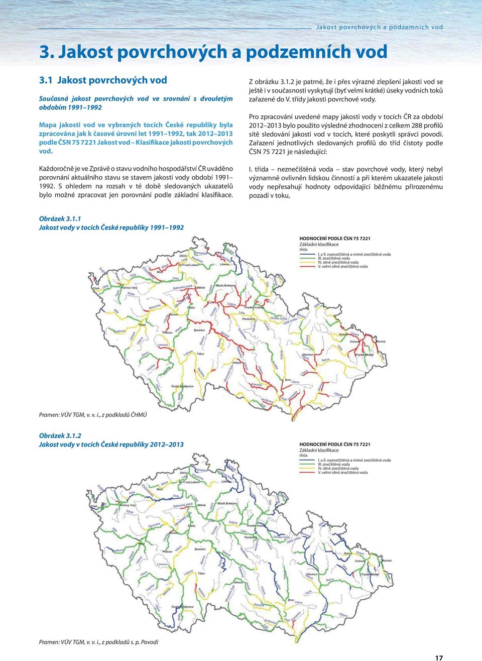 1992, tak 2012 2013 podle ČSN 75 7221 Jakost vod Klasifikace jakosti povrchových vod.