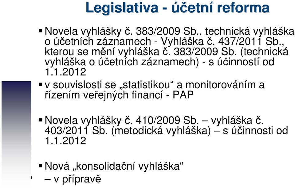 1.2012 v souvislosti se statistikou a monitorováním a řízením veřejných financí - PAP Novela vyhlášky č.