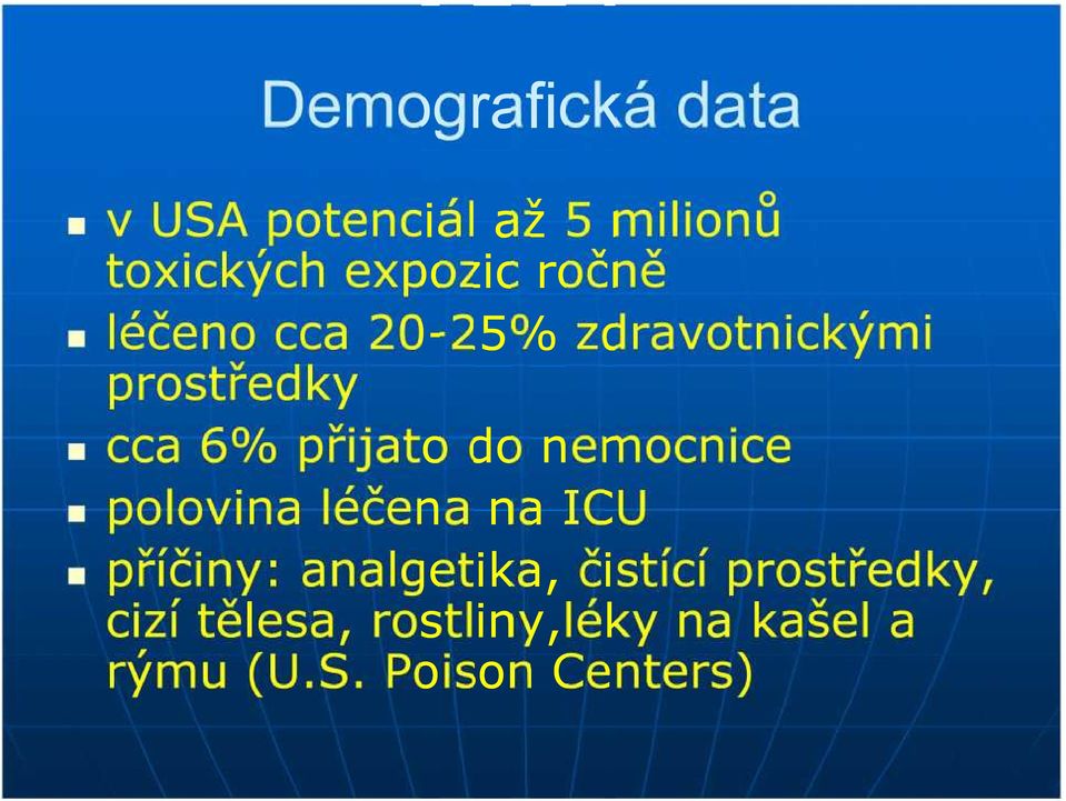 do nemocnice polovina léčena na ICU příčiny: analgetika, čistící