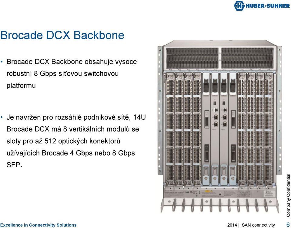 vertikálních modulů se sloty pro až 512 optických konektorů užívajících Brocade 4