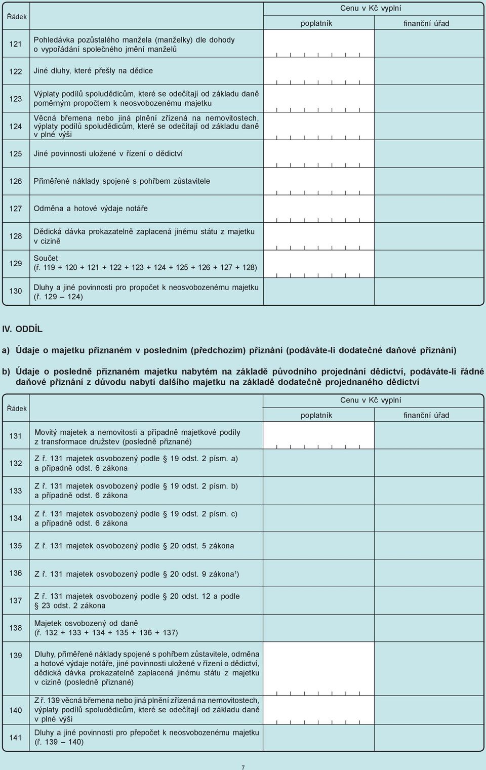 povinnosti uložené v řízení o dědictví 126 Přiměřené náklady spojené s pohřbem zůstavitele 127 128 129 130 Odměna a hotové výdaje notáře Dědická dávka prokazatelně zaplacená jinému státu z majetku v