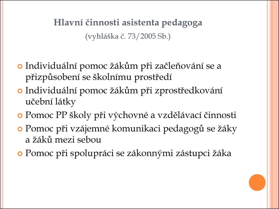 Individuální pmc žákům při zprstředkvání učební látky Pmc PP škly při výchvné a