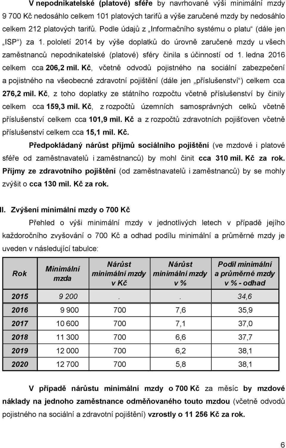 ledna 2016 celkem cca 206,2 mil. Kč, včetně odvodů pojistného na sociální zabezpečení a pojistného na všeobecné zdravotní pojištění (dále jen příslušenství ) celkem cca 276,2 mil.