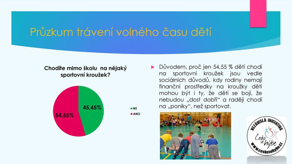 vedle sociálních důvodů, kdy rodiny nemají finanční prostředky na kroužky dětí mohou