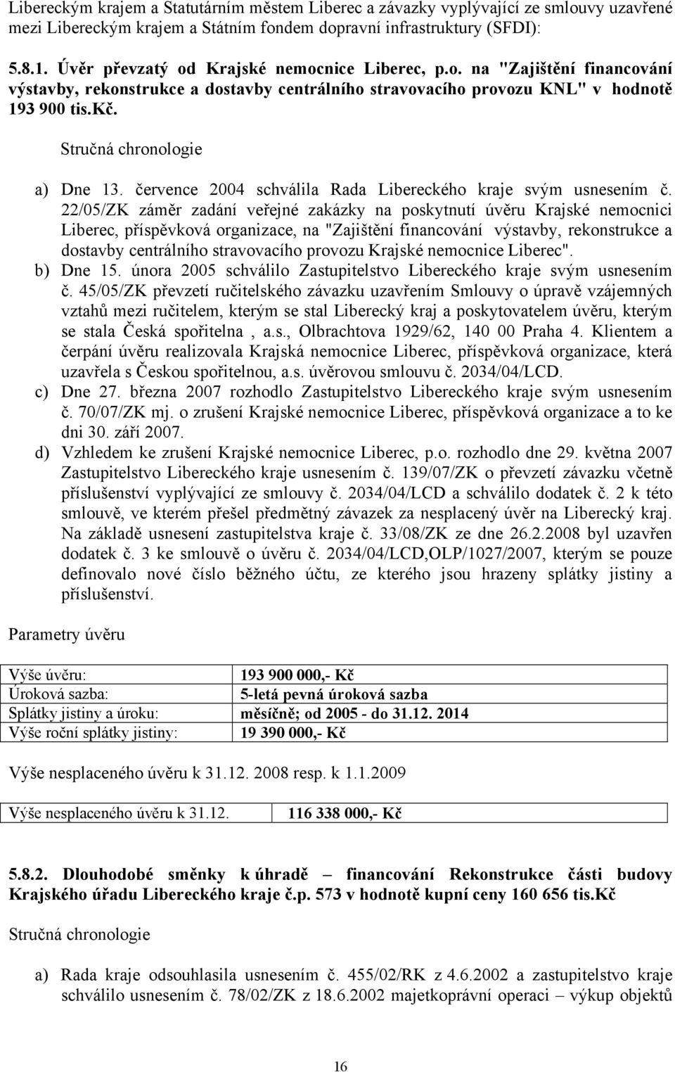 Stručná chronologie a) Dne 13. července 2004 schválila Rada Libereckého kraje svým usnesením č.