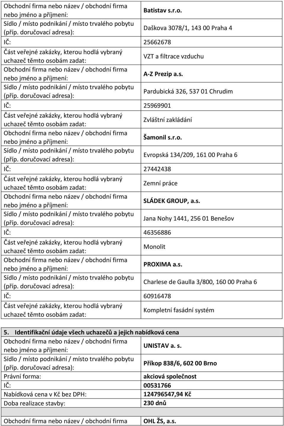 s. IČ: 60916478 Charlese de Gaulla 3/800, 160 00 Praha 6 Kompletní fasádní systém 5.