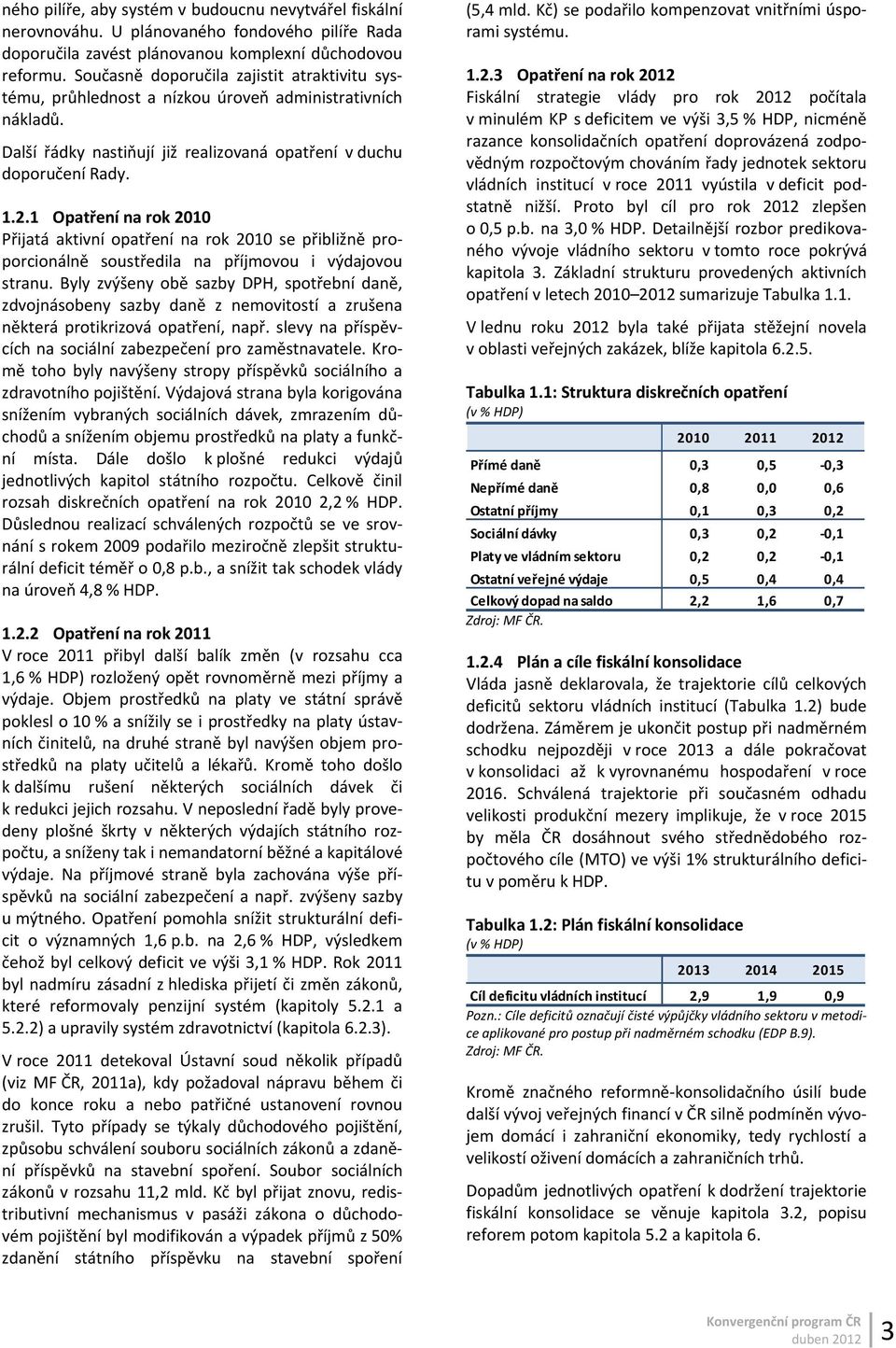 1 Opatření na rok 2010 Přijatá aktivní opatření na rok 2010 se přibližně proporcionálně soustředila na příjmovou i výdajovou stranu.
