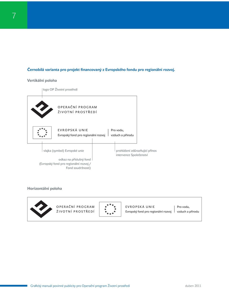 Vertikální poloha logo OP ivotní prost edí vlajka (symbol) Evropské