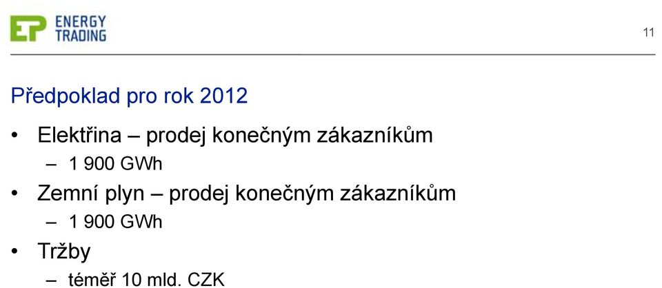 Zemní plyn  Tržby téměř 10 mld. CZK