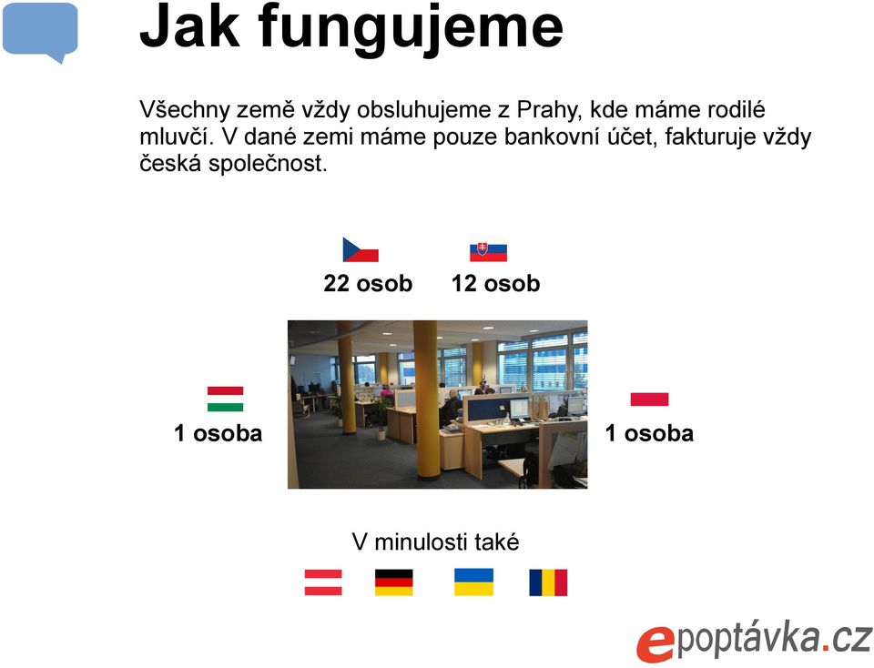 V dané zemi máme pouze bankovní účet, fakturuje