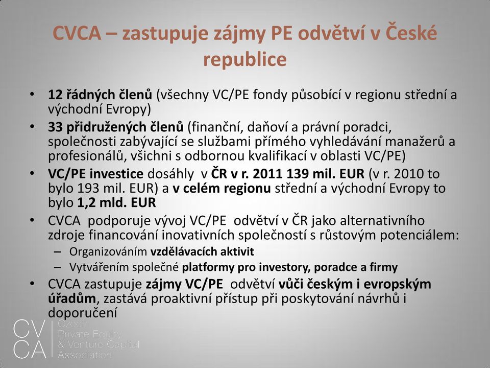 2010 to bylo 193 mil. EUR) a v celém regionu střední a východní Evropy to bylo 1,2 mld.