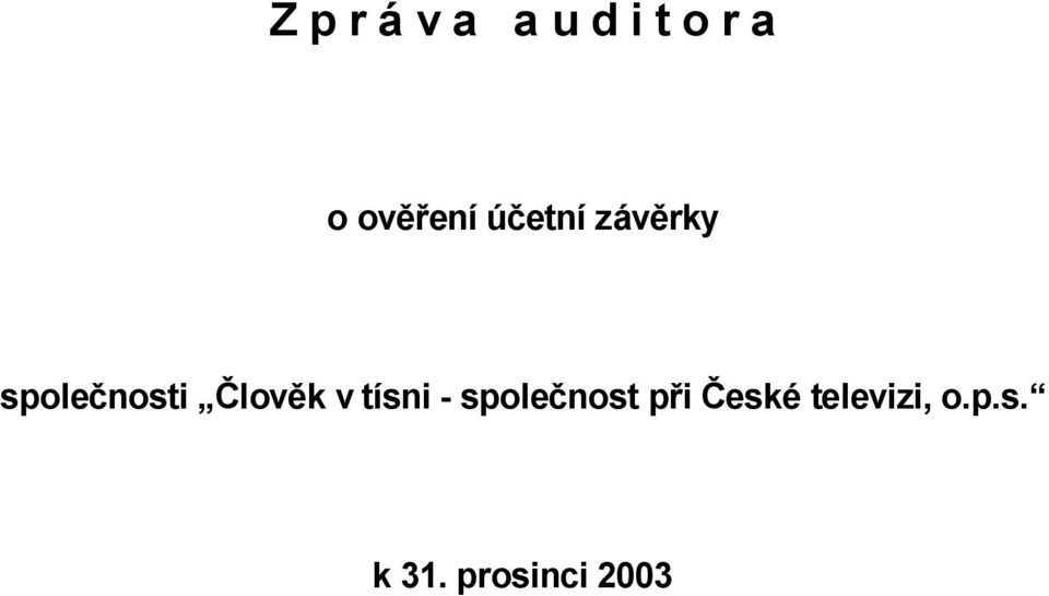 Člověk v tísni - společnost při