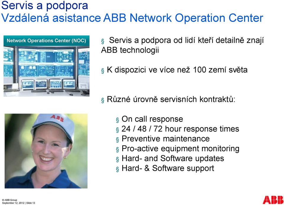 úrovně servisních kontraktů: On call response 24 / 48 / 72 hour response times Preventive maintenance