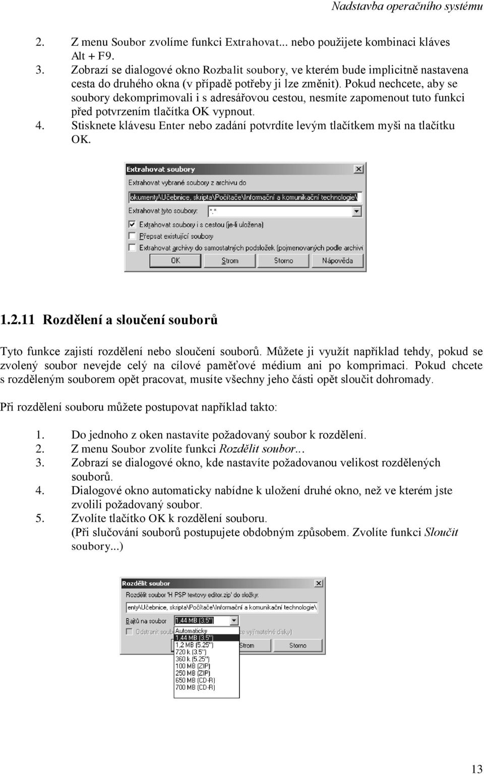 Pokud nechcete, aby se soubory dekomprimovali i s adresářovou cestou, nesmíte zapomenout tuto funkci před potvrzením tlačítka OK vypnout. 4.