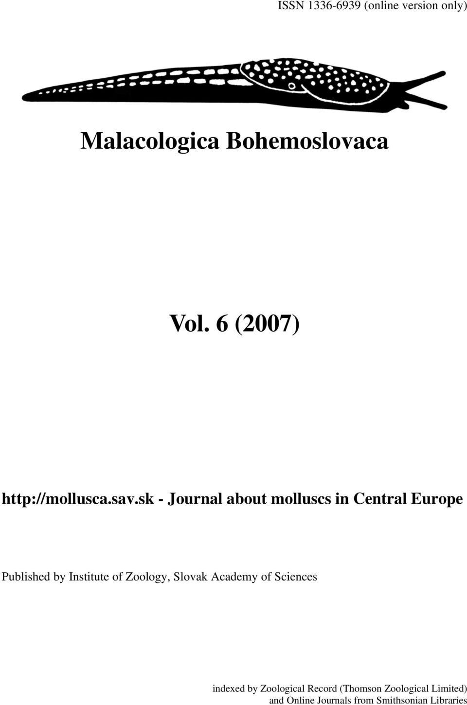 sk - Journal about molluscs in Central Europe Published by Institute of