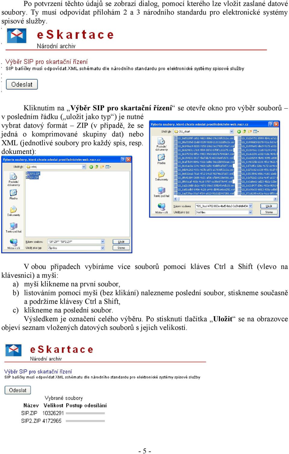 dat) nebo XML (jednotlivé soubory pro každý spis, resp.