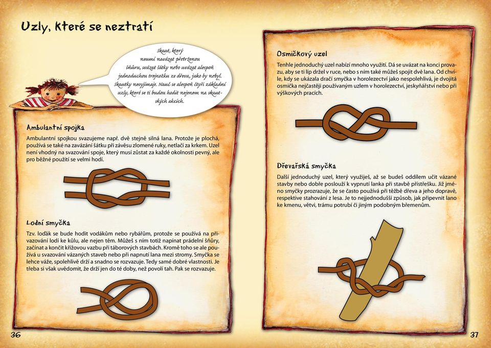 Dá se uvázat na konci provazu, aby se ti líp držel v ruce, nebo s ním také můžeš spojit dvě lana.