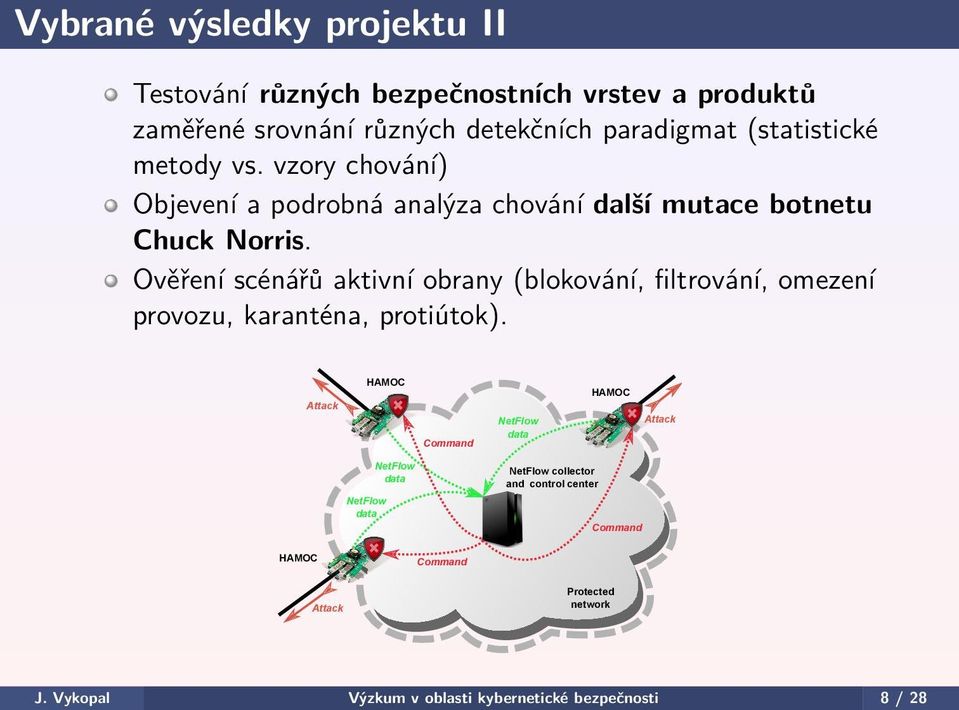 Ověření scénářů aktivní obrany (blokování, filtrování, omezení provozu, karanténa, protiútok).