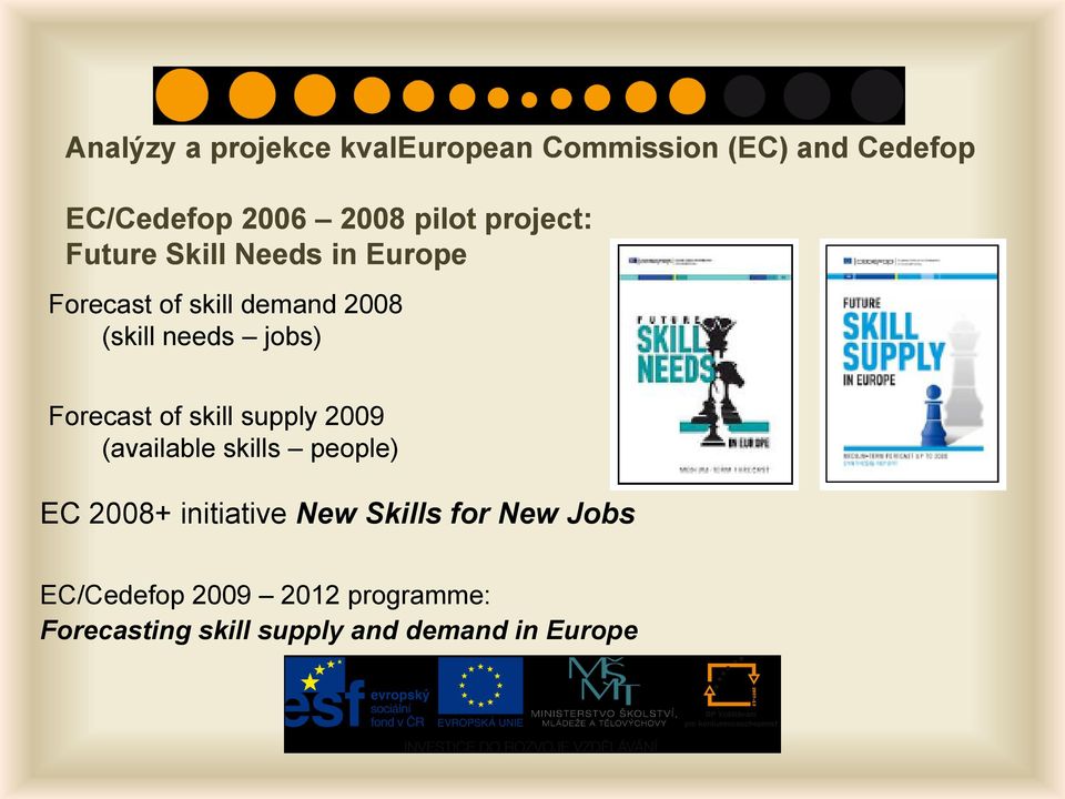 jobs) Forecast of skill supply 2009 (available skills people) EC 2008+ initiative New