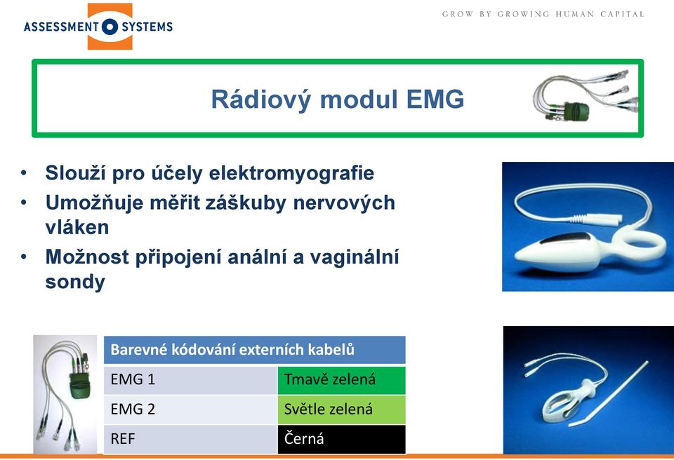 připojení anální a vaginální sondy Barevné kódování