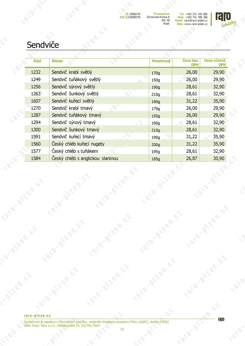 světlý 190g 28,61 32,90 1263 Sendvič šunkový světlý 210g 28,61 32,90 1607 Sendvič kuřecí světlý 190g 31,22 35,90 1270 Sendvič krabí tmavý 170g 26,00 29,90 1287