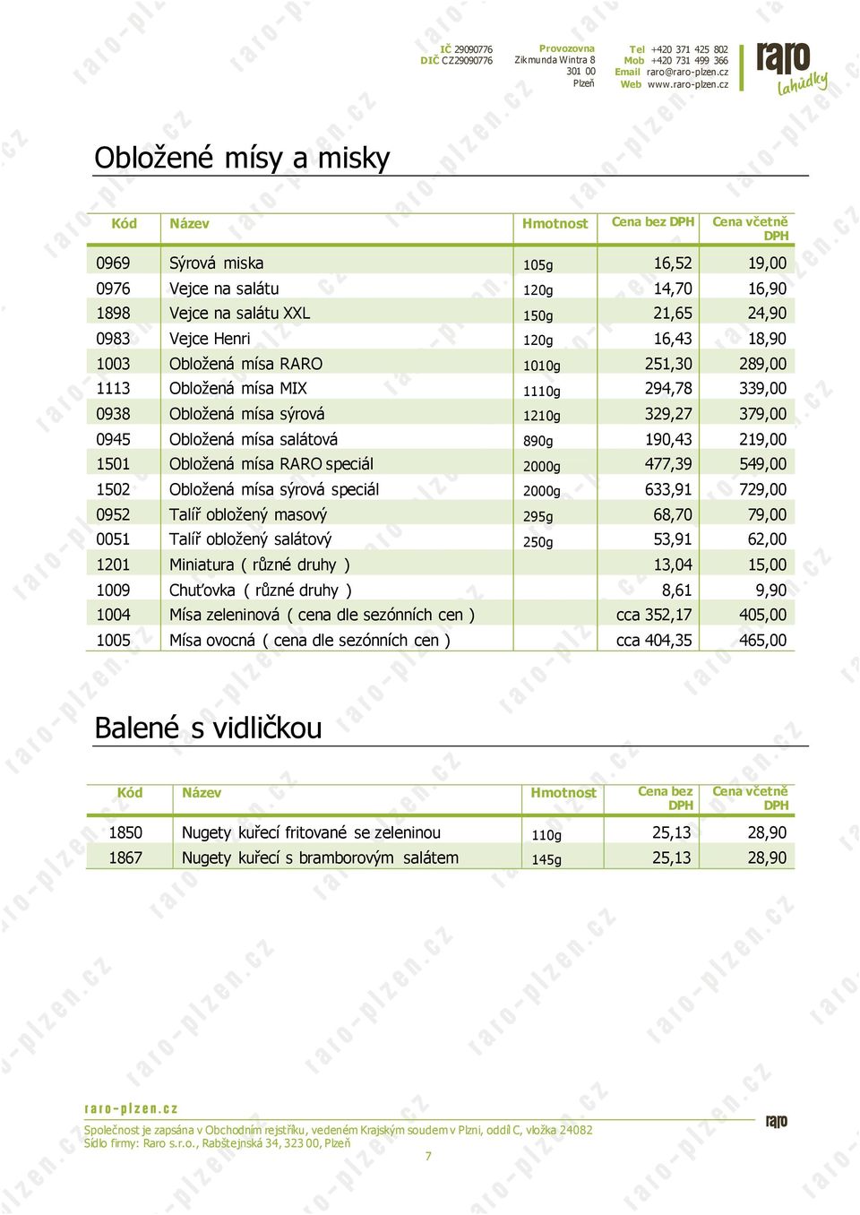 18,90 1003 Obložená mísa RARO 1010g 251,30 289,00 1113 Obložená mísa MIX 1110g 294,78 339,00 0938 Obložená mísa sýrová 1210g 329,27 379,00 0945 Obložená mísa salátová 890g 190,43 219,00 1501 Obložená