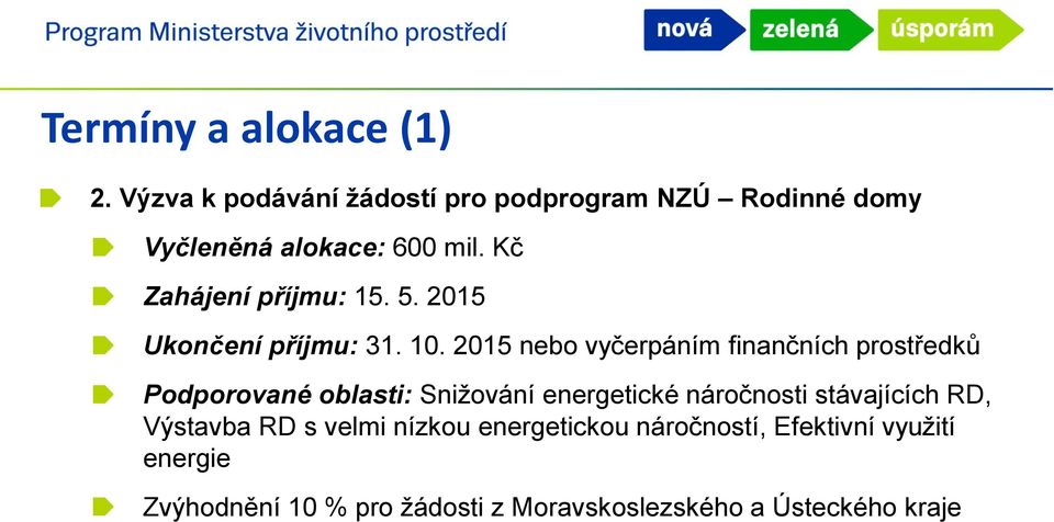 Kč Zahájení příjmu: 15. 5. 2015 Ukončení příjmu: 31. 10.