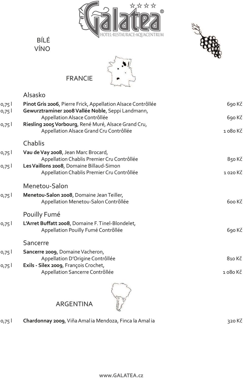 Chablis Premier Cru Contrôllée Menetou-Salon Menetou-Salon 2008, Domaine Jean Teiller, Appellation Menetou-Salon Contrôllée Pouilly Fumé L Arret Buffatt 2008, Domaine F.