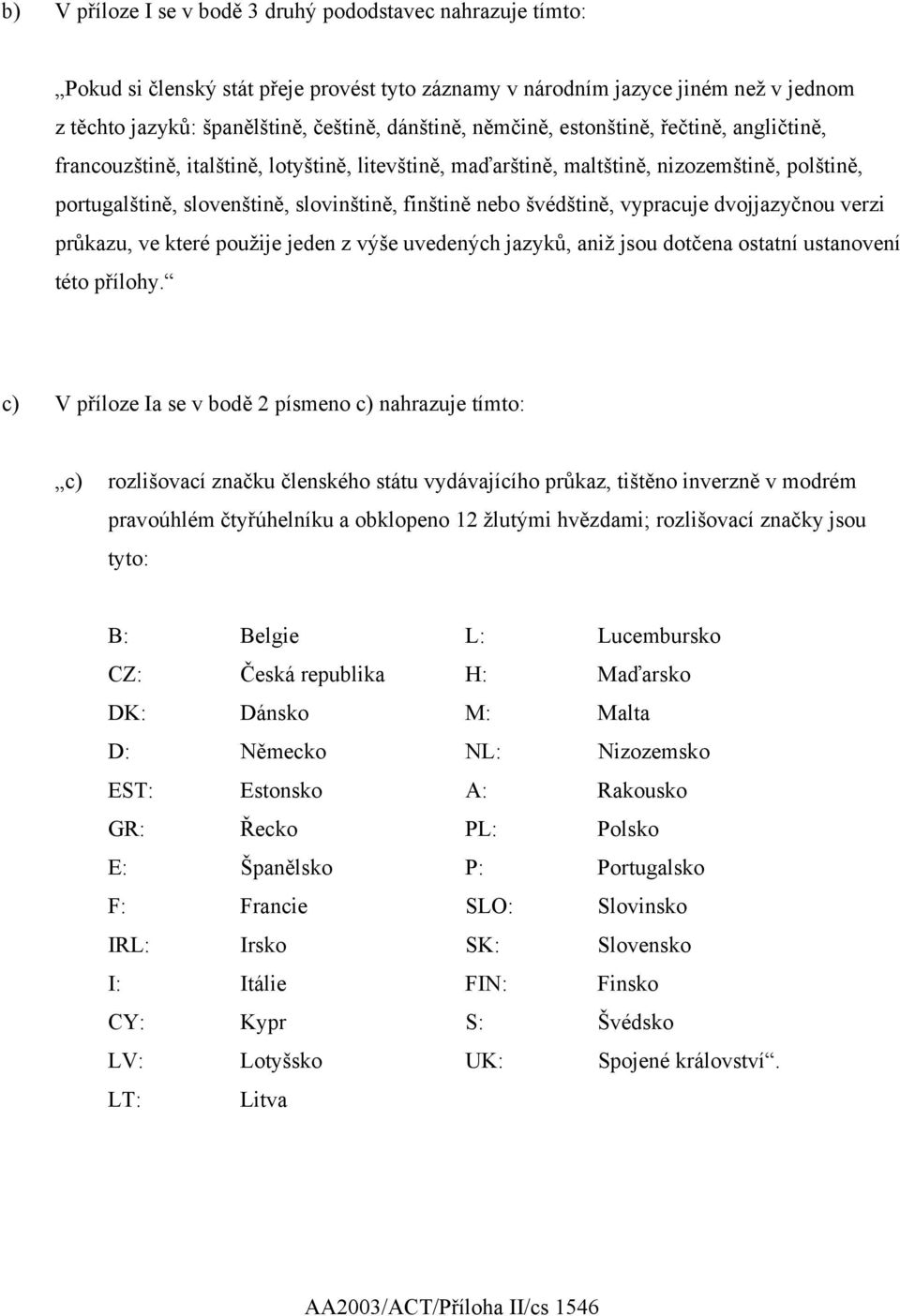 švédštině, vypracuje dvojjazyčnou verzi průkazu, ve které použije jeden z výše uvedených jazyků, aniž jsou dotčena ostatní ustanovení této přílohy.