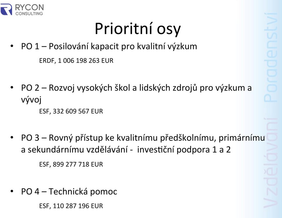 PO 3 Rovný přístup ke kvalitnímu předškolnímu, primárnímu a sekundárnímu vzdělávání