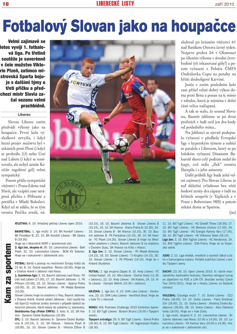Liberec Slovan Liberec zatím předvádí výkony jako na houpačce.