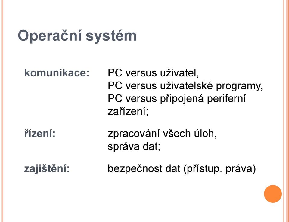 versus připojená periferní zařízení; zpracování