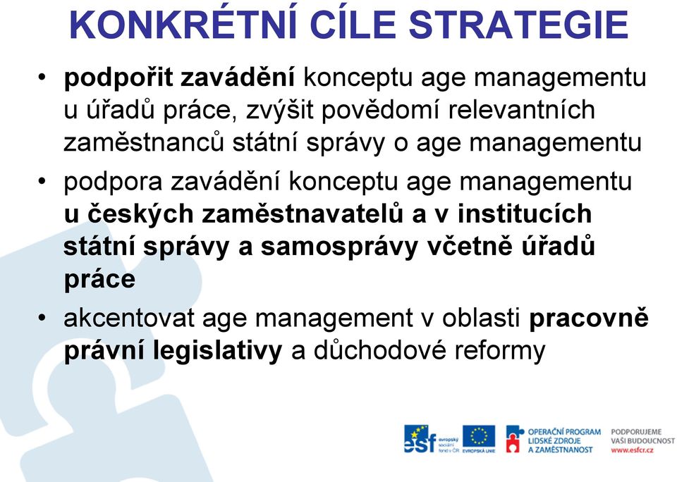 age managementu u českých zaměstnavatelů a v institucích státní správy a samosprávy včetně